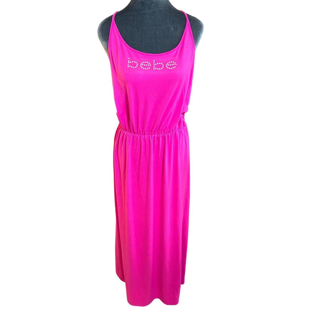 Bebe Brand- bright prink- bebe gem logo- maxi adjustable straps- Large
